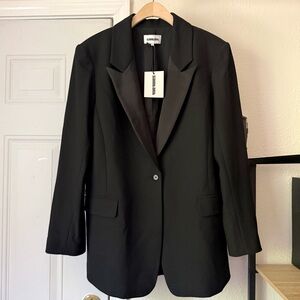 NWT SAINTART black one button peak lapel long sleeve blazer jacket